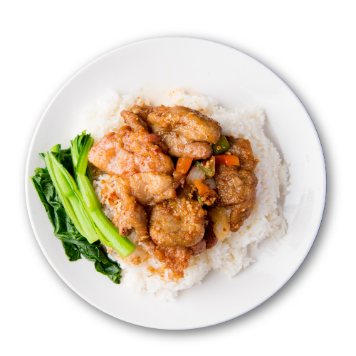 Y21. Spicy Pork Chop w/ Maggi Sauce on Rice